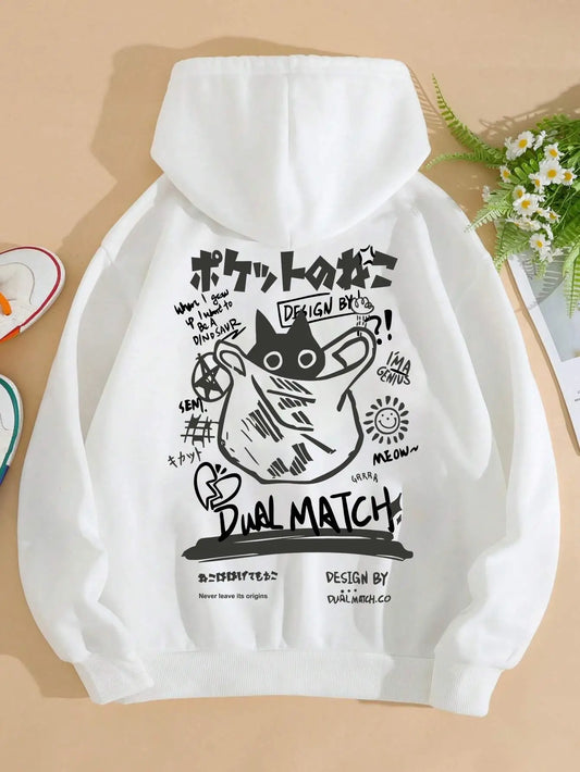 Cute Cat Printed Hoodie